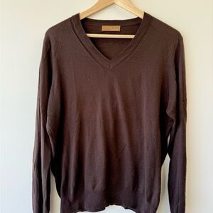 Zara Men's Brown V-Neck Sweater